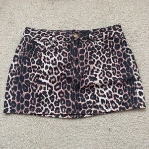 PacSun Pink and Black Leopard Print Mini Skirt